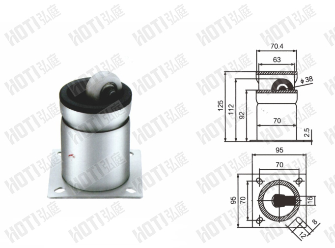 4寸欧式带轮重力脚HOTI-389